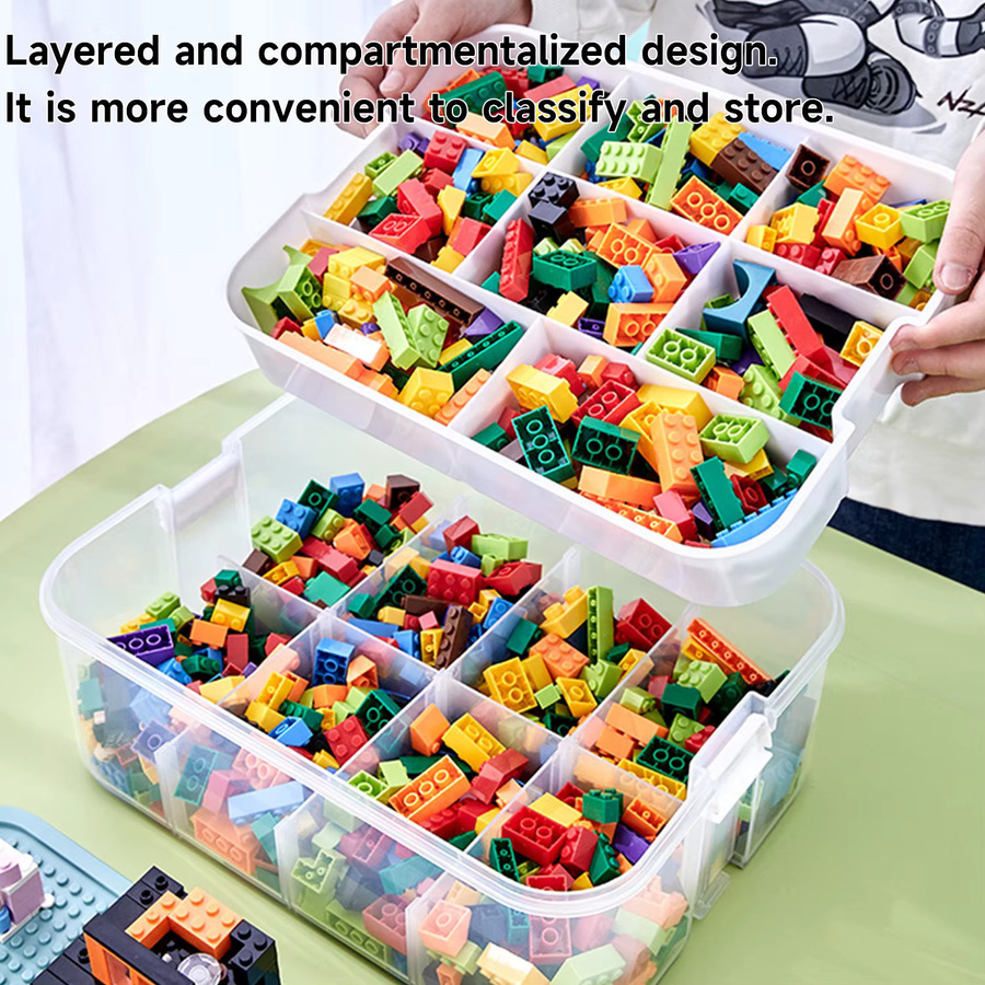 HGTUGO Kinder-Spielzeug-Aufbewahrungsbox aus Kunststoff, stapelbare Sortierbox mit Deckel und herausnehmbaren Fächern - Bild 2