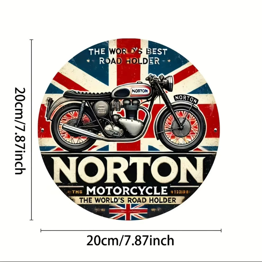 Vintage Norton Motorrad Metallschild aus Eisenblech von CIFBUY in Multicolor - Bild 2