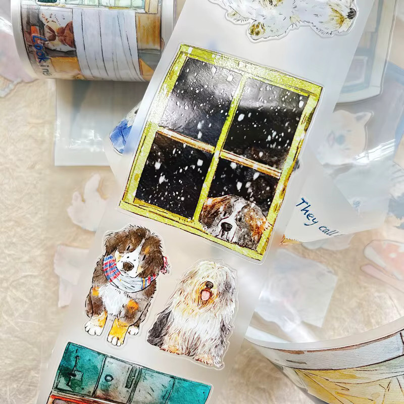 DingDing Studio Vintage Lovely Puppy Dog Washi-Papierband in Multicolour für Scrapbooking und DIY-Kartenherstellung - Bild 2