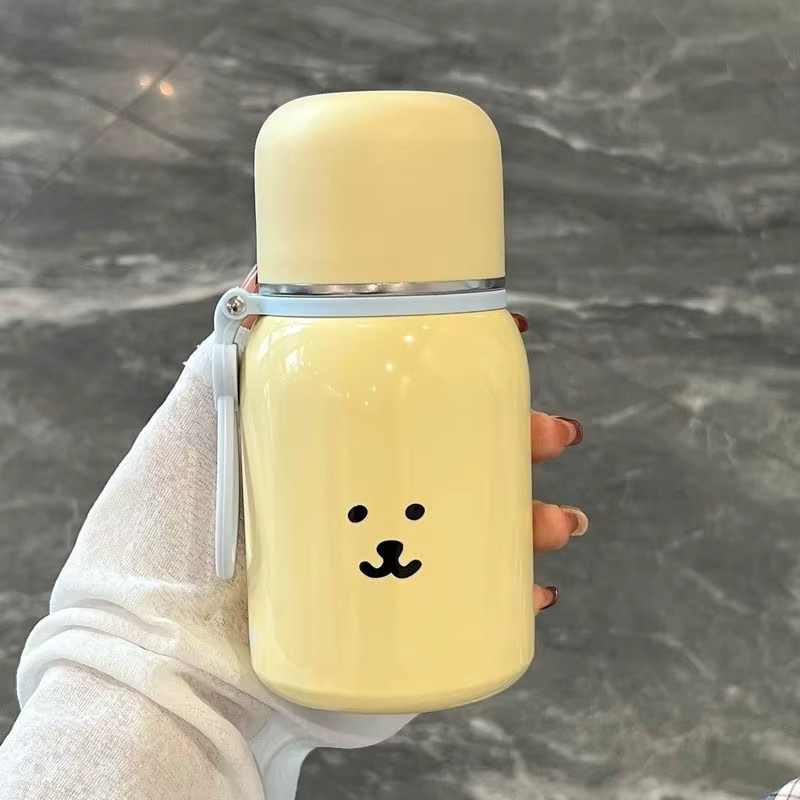 Tragbare Edelstahl-Wasserflasche für Kinder von The Green Party in Beige mit auslaufsicherem Bounce-Deckel und Tragegriff - Bild 2