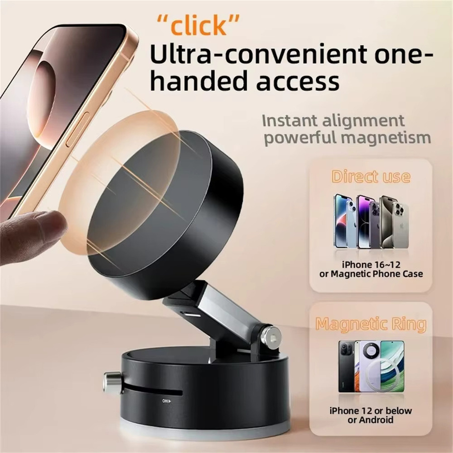 Magnetischer faltbarer Handy-Ständer mit Mini-Vakuum und doppelseitigem Saugnapfhalter für alle Smartphones in Schwarz oder Weiß - Bild 2