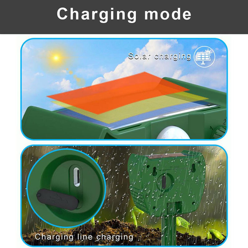 Solar Tier Repeller Ultraschall zur Abschreckung von Eichhörnchen und Rehen im Freien, wasserdicht, grün - Bild 3