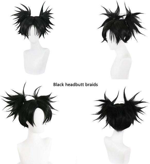Choso Cosplay Perücke, Synthetisches Haar, 14 Zoll, Schwarz, Unisex - Bild 1
