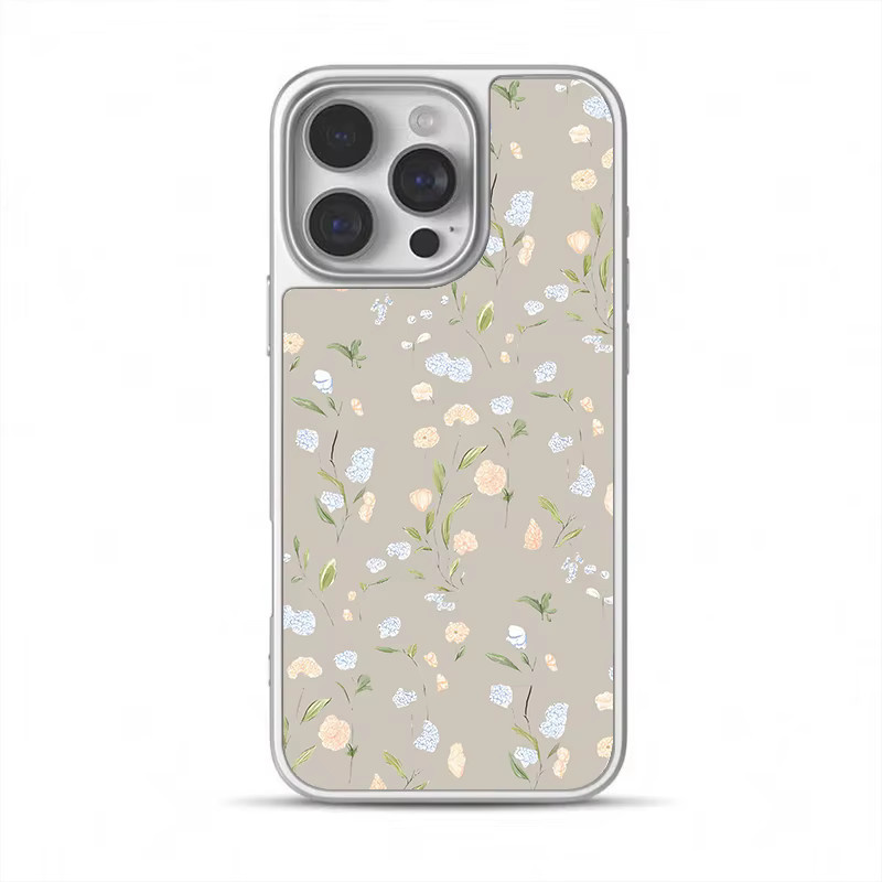 DecoPhone Stoßfeste Handyhülle mit Hydrogel-Rückplatte Ins Violets and Roses und silbernem Rand für iPhone 17, 16, 15, 14 Pro Max, Multicolour - Bild 4