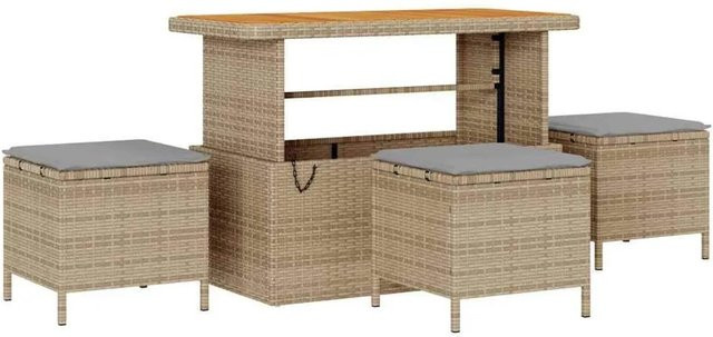 vidaXL Gartensofa-Set mit 9-teiligem Polsterarrangement in Beige und Grau mit Stauraumfunktion und Tisch - Bild 1