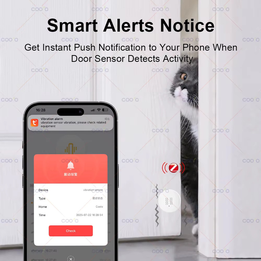 Tuya ZigBee Smart Vibration Sensor zur Echtzeit-Überwachung von Türen und Fenstern in Weiß - Bild 2