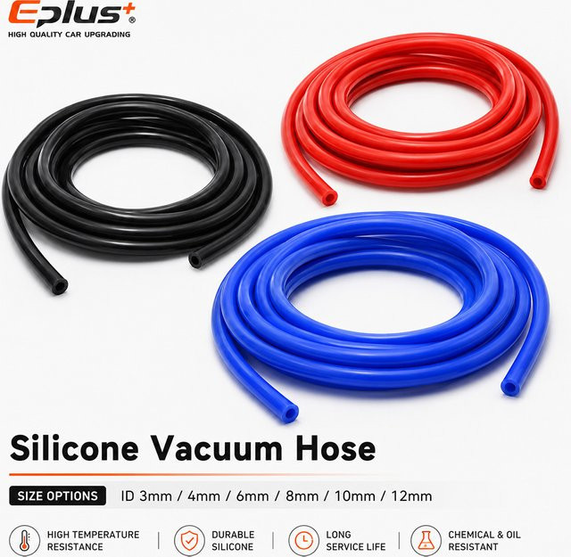 EPLUS Universeller Silikon-Vakuumschlauch Hitzebeständig und Flammhemmend für Auto und Motorrad, ID 3mm-12mm, Farben: Rot, Blau, Schwarz und Multicolour - Bild 1