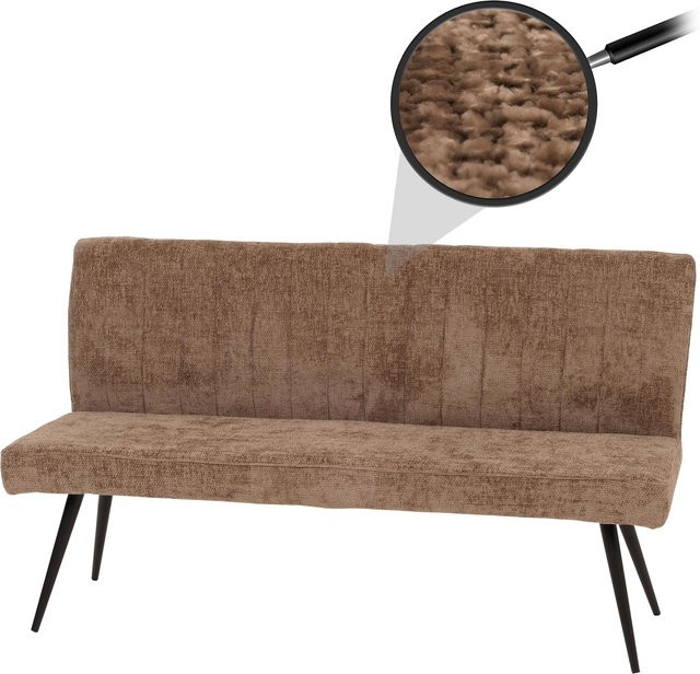 MCW Sitzbank K16 Polsterbank für das Esszimmer mit Rückenlehne aus Chenille Stoff und Metallgestell, Braun, B: 160 cm, H: 90 cm, T: 60 cm - Bild 1