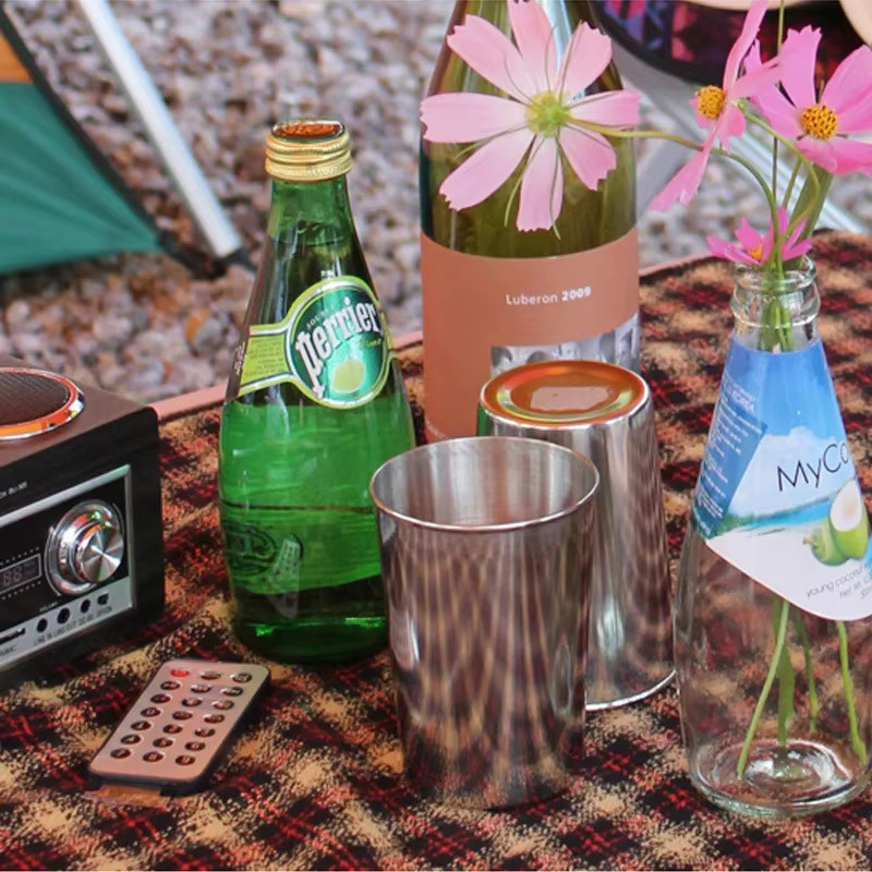 CLS&NOBANA Outdoor Becher-Set aus Edelstahl 304 in Silber für Camping und Wandern - Bild 3