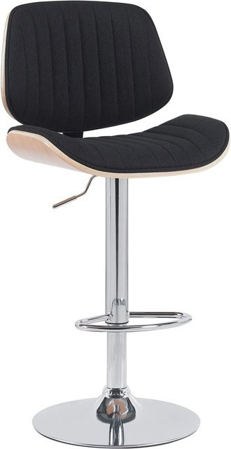 DELUKE Barhocker LOSAN Barstuhl mit Lehne, höhenverstellbar und drehbar, Stoff Natura/schwarz, B/T/H: 50 x 50 x 94 cm - Bild 1