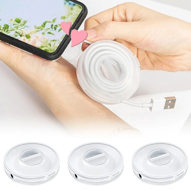 Drehbarer transparenter Ladekabel-Organizer als tragbarer Kabelhalter und runder Aufbewahrungskoffer mit einziehbarer Spulenbox - Bild 1