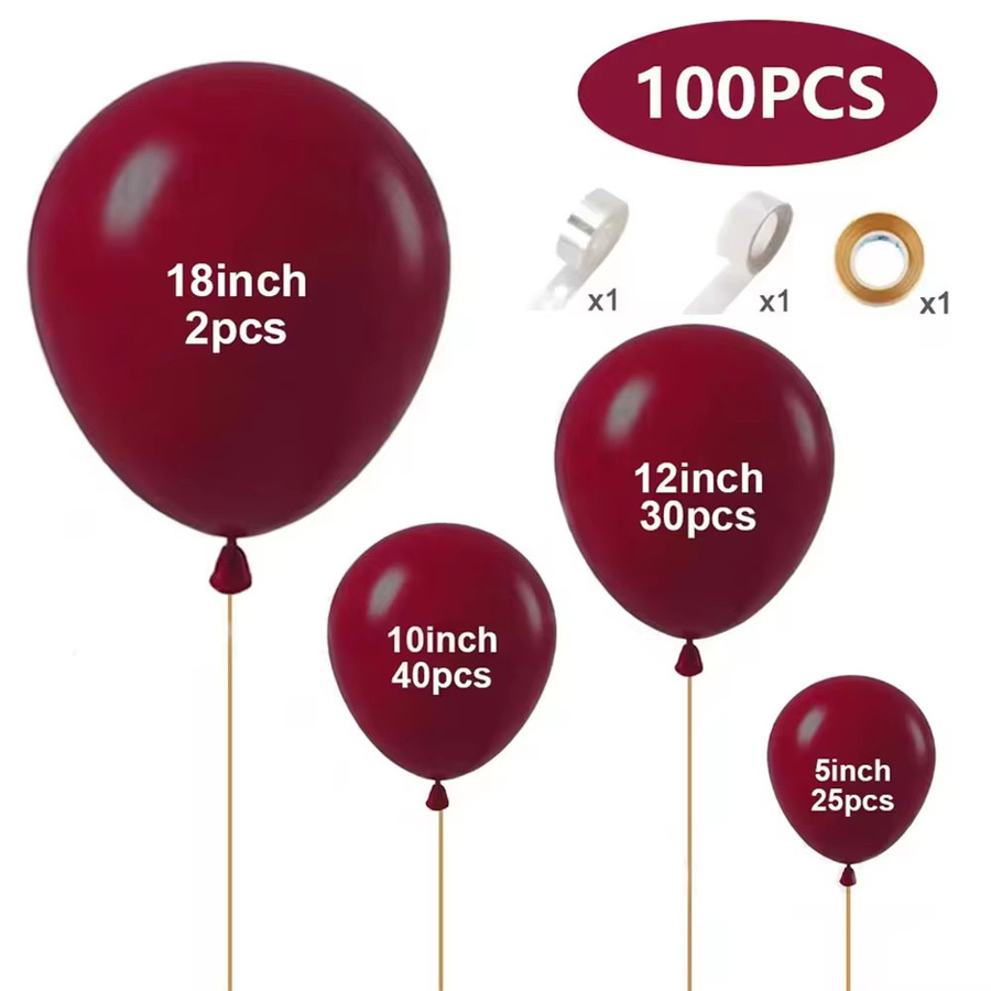 100 Stück Latex-Ballons in Dunkelrot von YWYAYB für deine Party, Geburtstag, Hochzeit oder Weihnachten - Bild 2