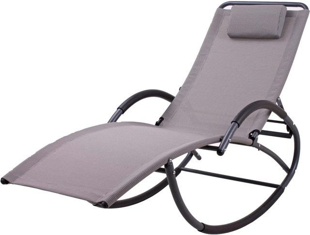 DELUKE Schaukelliege LUCIA Relaxliege aus Stahl in Grau mit Textilene-Gewebe, B/T/H: 120 x 76,7 x 106 cm - Bild 1