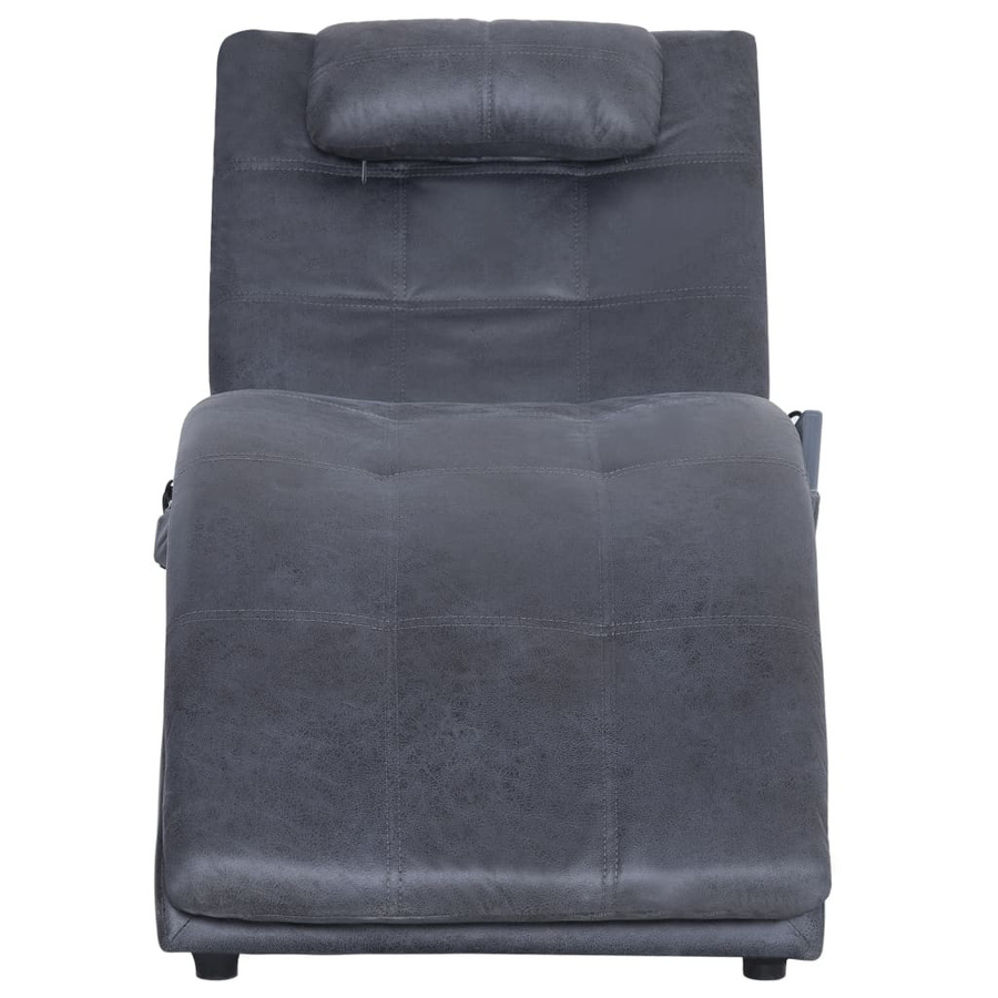 vidaXL Massage Chaiselongue mit Kissen in Grau aus Kunstwildleder mit verstellbarer Kopfstütze und ergonomischer Form - Bild 4