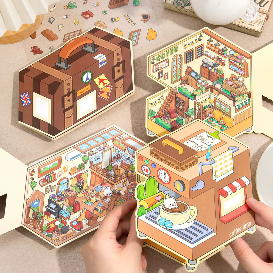 Kawaii 3D Landschaft Aufkleber für DIY Taschenkabinen und Café-Szenen, Mehrfarbig - Bild 1