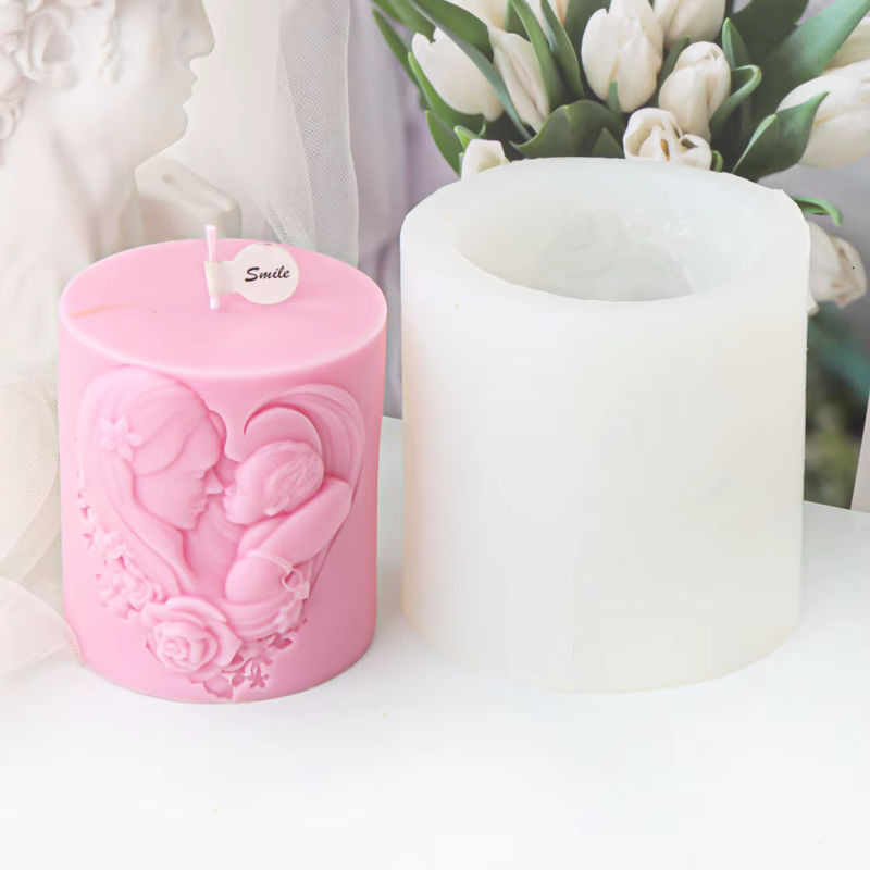 Silikon Kerzenform Säulenform mit Sonnenblumen Relief für Muttertag und Thanksgiving, mehrfarbig - Bild 3