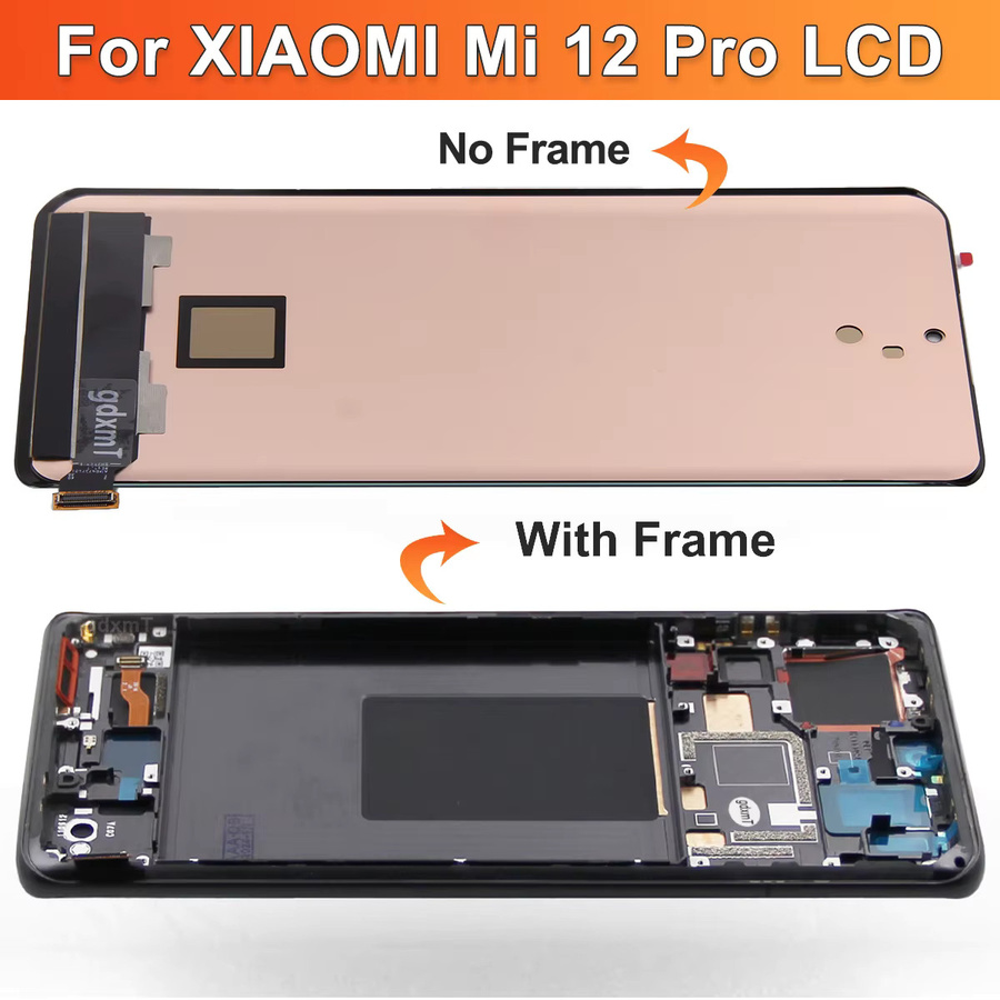 Xiaomi Mi12 Pro Ersatzdisplay mit Rahmen und Touch Panel Digitizer-Baugruppe in Schwarz für 6,73 Zoll AMOLED-Displays - Bild 2