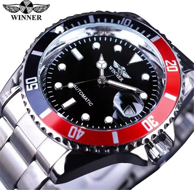 WINNER Armbanduhr Automatik, Edelstahl, Schwarz, Herren - Bild 1