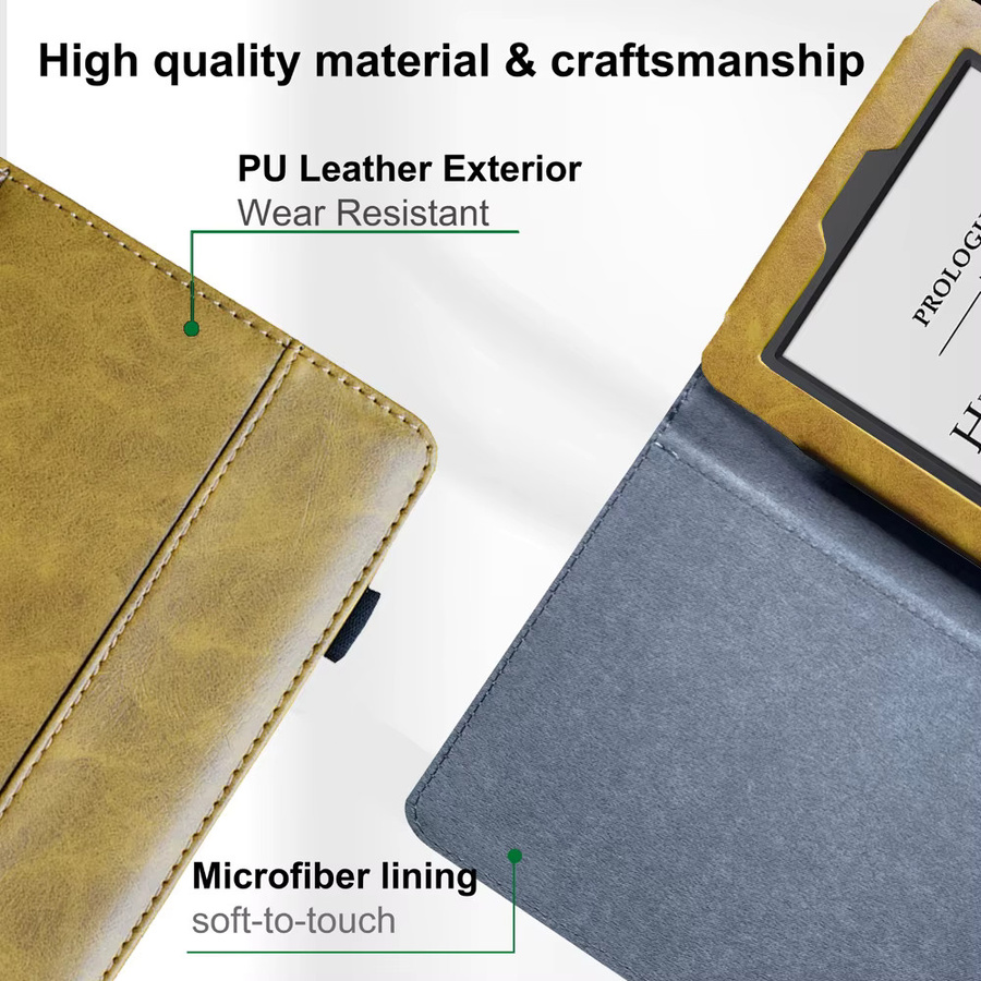 Flip Folio Cover Leder Schutzhülle für Kindle Paperwhite 5. 6. Basic Touch 7. Generation in Schwarz - Bild 3