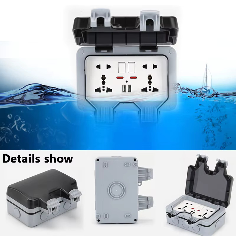Depo Guye IP66 Wasserdichte Outdoor Steckdose mit USB-Anschluss für Wandmontage, International Universal (UK EU DE Korea) - Bild 2