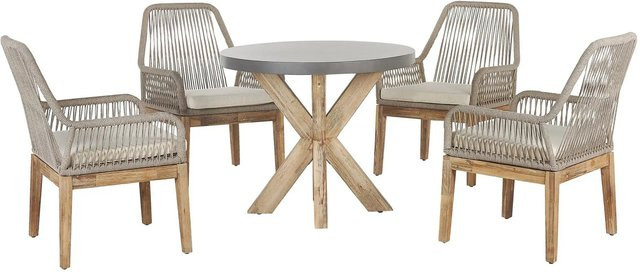 Beliani Gartentisch Set OLBIA in Creme und Grau mit Betonoptik B/T/H: 90 x 90 x 76 cm - Bild 1