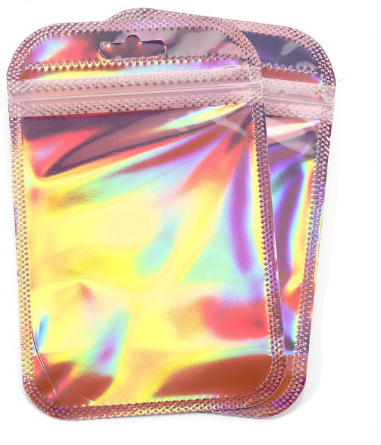 Ailimi Wiederverwendbare Kunststoff Druckverschlussbeutel in Rosa Transparent für Schmuck und Kosmetik 50er Set - Bild 1