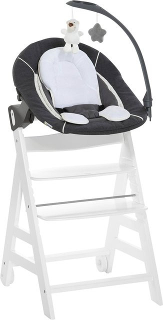 Hauck Hochstuhl Beta+ inklusive Bouncer in Weiss-Grau mit Rollen und Polsterung - Bild 1