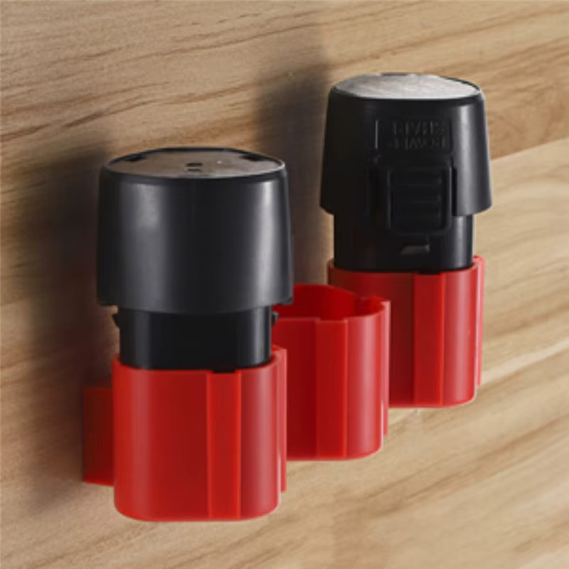 Ouliluye Batterie-Aufbewahrungshalter für Makita, Bosch und Milwaukee 10,8 V 12 V Batterien, rote Wandhalterung als Werkzeug-Display-Rack - Bild 2