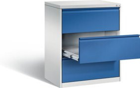 C+P Karteischrank Acurado aus Stahl, Front Enzianblau, Korpus Lichtgrau, H x B x T: 104,5 x 78,7 x 59,0 cm - Bild 1
