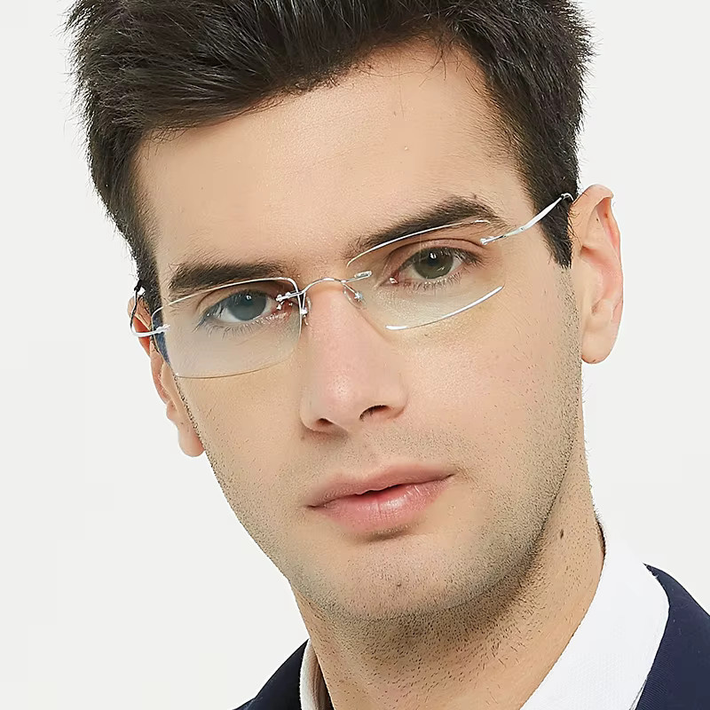 Meeshow Korrektionsbrille, randlos, rechteckig, Titan, silber, Unisex - Bild 2