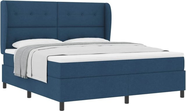 vidaXL Boxspringbett mit Matratze und Kopfteil in Blau, Stoff, B/T: 180 x 200 cm - Bild 1