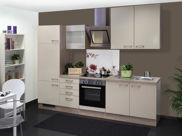 Flex-Well Exclusiv Küchenzeile Orlando in Kaschmir Glanz und Sonoma Eiche, Breite: 270 cm, Höhe: 200 cm, Tiefe: 60 cm - Bild 1