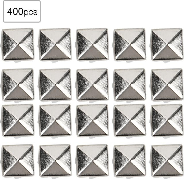 GoolRC DIY Lederhandwerk Quadratische Spike Nieten Set in Silber und Bronze, 400 Stück, Größe 4mm-7mm für Taschen, Schuhe und Gürtel - Bild 1