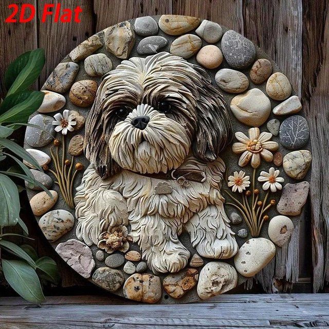 CIFBUY Shih Tzu Aluminium Kranz Wandskulptur, B/H: 20 x 20 cm - Bild 1