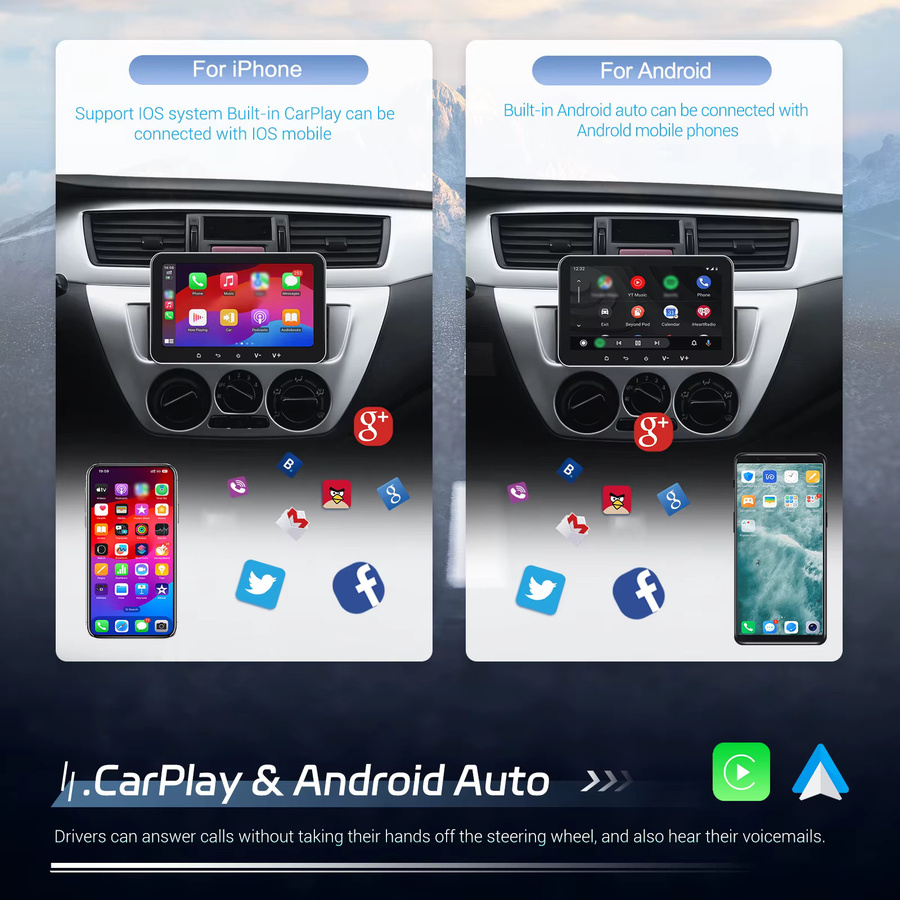 Camecho 7 Zoll 1 Din Autoradio mit Android Auto und Apple CarPlay, 2+32GB Multimedia Player in Schwarz mit Bluetooth, GPS, WIFI und MirrorLink - Bild 3