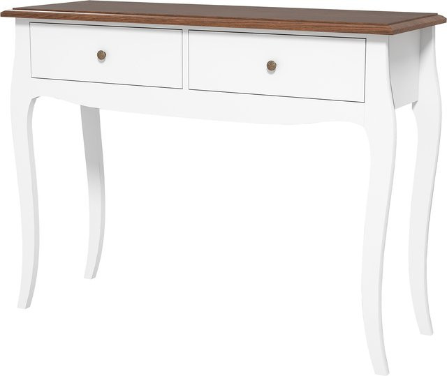 HOMCOM Konsolentisch Modern mit 2 Schubladen aus MDF und Spanplatte, Weiß und Dunkelbraun, B/T/H: 100 x 35 x 76,5 cm - Bild 1