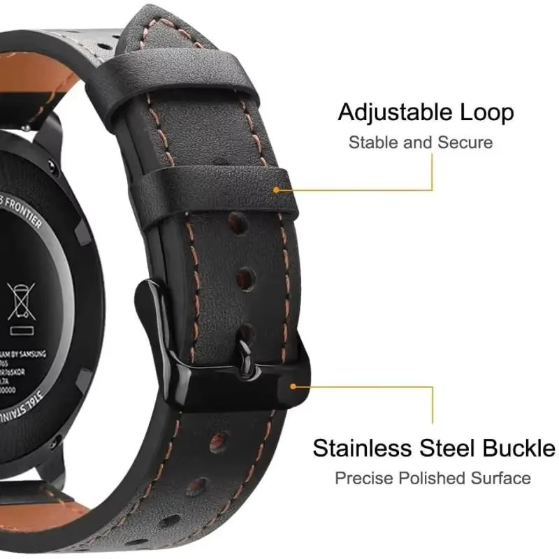 Amazfit Armband Leder, Vintage, Schwarz, für Amazfit Active 2 - Bild 4
