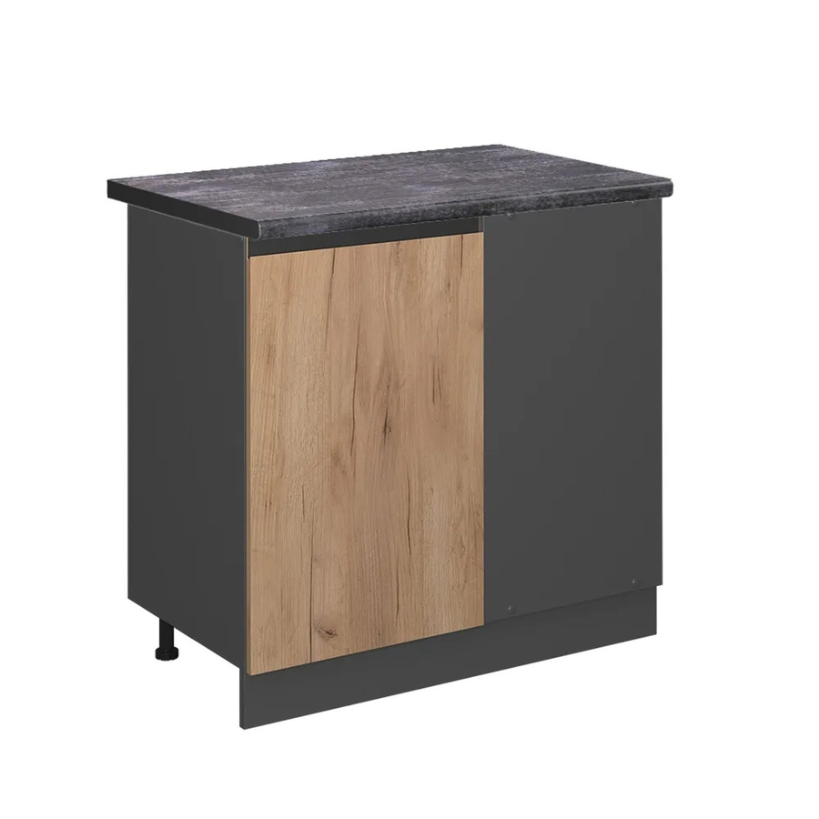 Vicco Eckunterschrank R-Line Goldkraft Eiche Anthrazit modern mit Scharniertüren B/T/H: 86 x 60 x 81,6 cm - Bild 2