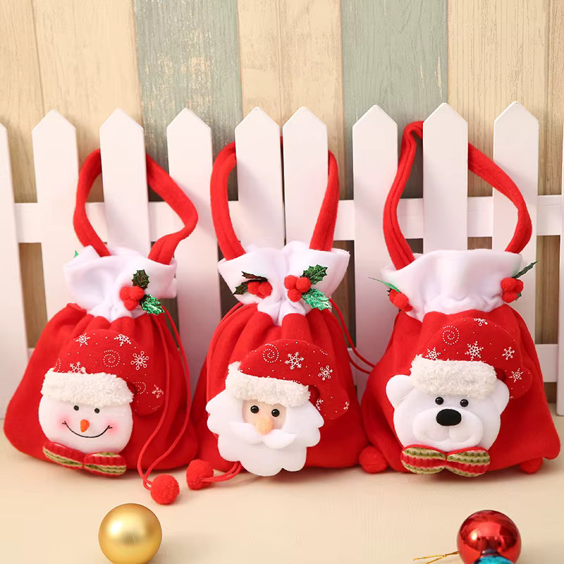 Weihnachtsgeschenktüten-Set mit Weihnachtsmann-Motiv in Rot zur Dekoration und Aufbewahrung von Süßigkeiten - Bild 2