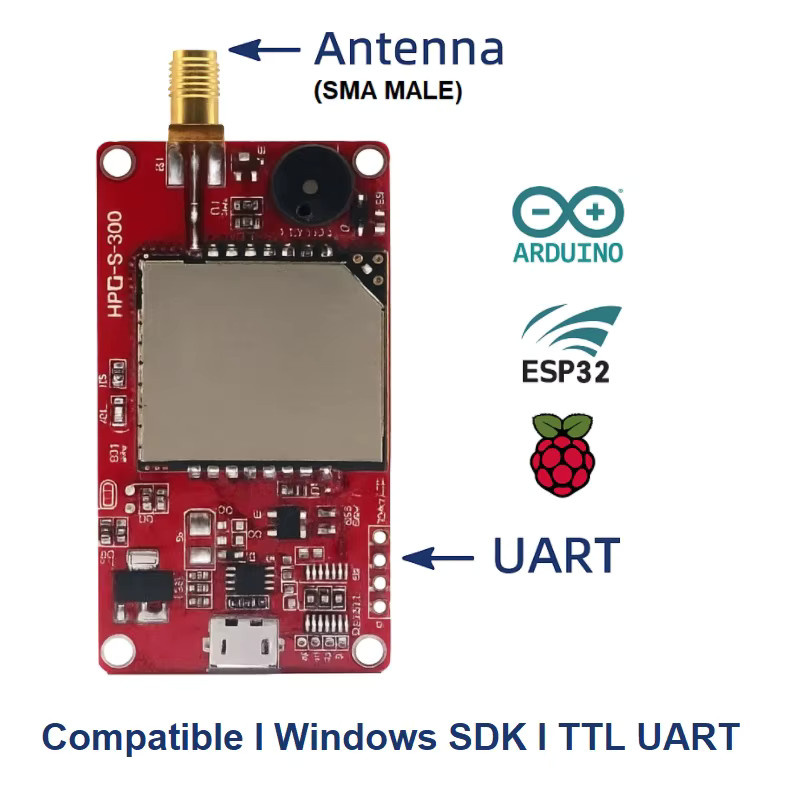 ultrarfid R300 UHF-RFID-Lesemodul mit 0-9 dBi Langstreckenantenne für ESP32, Raspberry Pi und Arduino via TTL UART in Rot - Bild 2