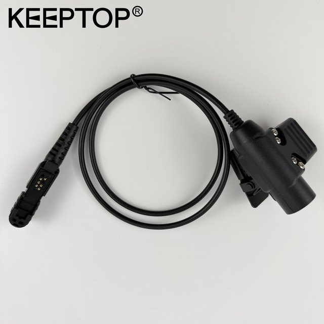 KEEPTOP Taktischer U94 PTT 7.1 Kabelstecker Headset-Adapter für Motorola Walkie Talkie in Schwarz - Bild 1