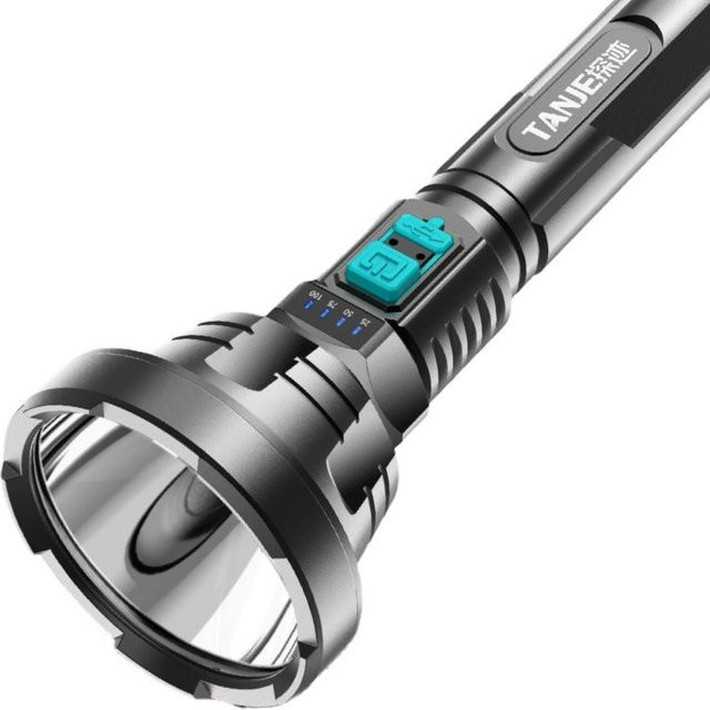 Taktische wiederaufladbare LED-Taschenlampe aus Metall in Schwarz für Heim und Outdoor - Bild 1