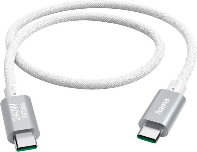 Hama Full-Featured USB-C Ladekabel USB 3.2 Gen 2, 240 W, 1,5 m, Weiß - Bild 1