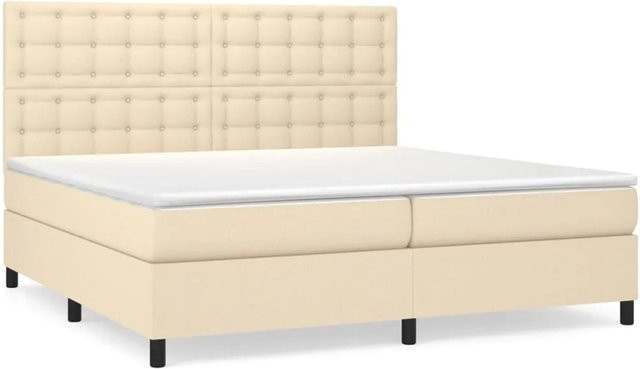 vidaXL Boxspringbett Hybrid mit Matratze und Taschenfedern, Farbe Creme, B/T/H: 200 x 200 x 118 cm - Bild 1