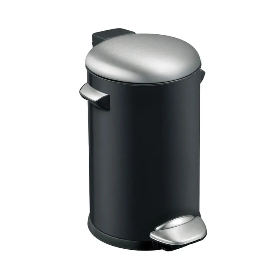 PROREGAL Retro Treteimer Schwarz mit markanten Griffen und Kugelkappe, Kunststoff, Höhe: 48,5 cm, Durchmesser: 29,2 cm - Bild 2