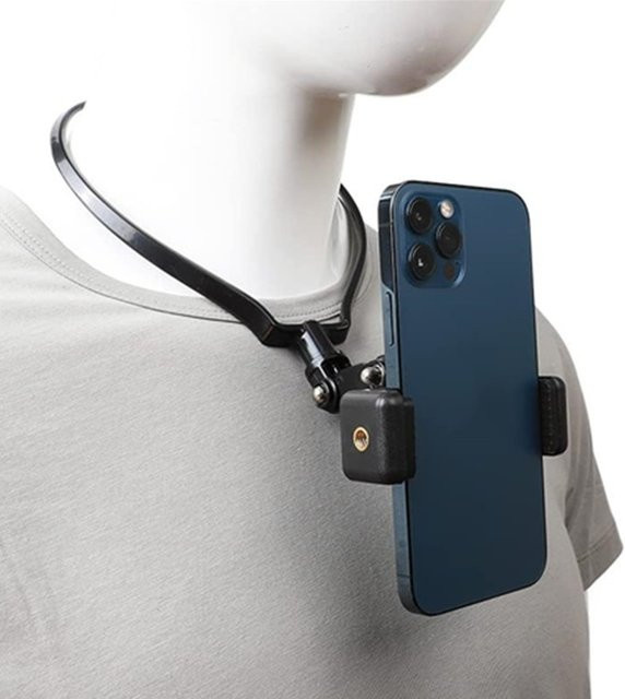 Tragbarer Lazy Phone Stand Hängehalterung in Schwarz für Smartphones und Action Kameras wie GoPro - Bild 1