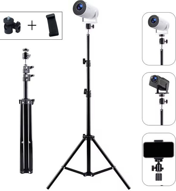 Xiaohui Universeller Tragbarer Stativ-Halter für HY300 Mini-Projektor, Schwarz, Höhe: 50 cm bis 160 cm - Bild 1