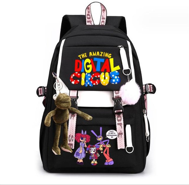 3-teiliges Schulrucksack-Set in Schwarz aus Oxford-Stoff mit großem Fassungsvermögen inklusive Federmäppchen und Schultergurt - Bild 1