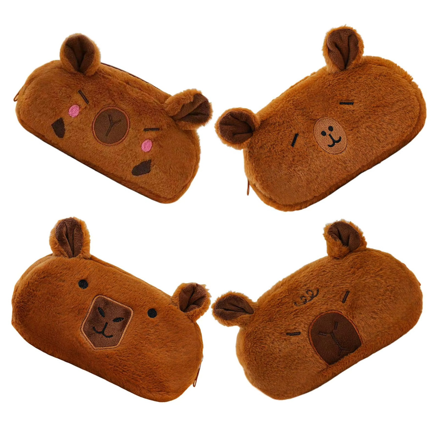 Niedliches Cartoon-Capybara Federmäppchen für Kinder, braunes Textil-Stiftebeutel mit großem Organisationsvolumen und Reißverschluss - Bild 3