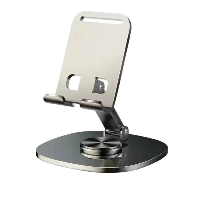XIKCU Universeller 360 Grad drehbarer und faltbarer Telefon- und Tablet-Ständer in Silber als verstellbarer Desktop-Halter für das Home-Office - Bild 3